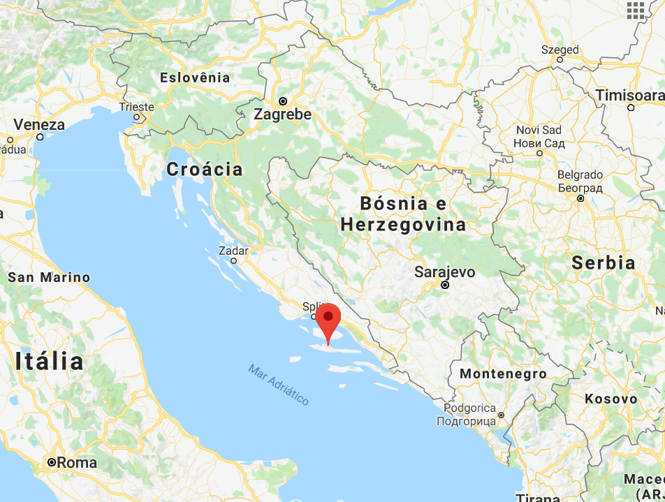 mapa de hvar na croacia
